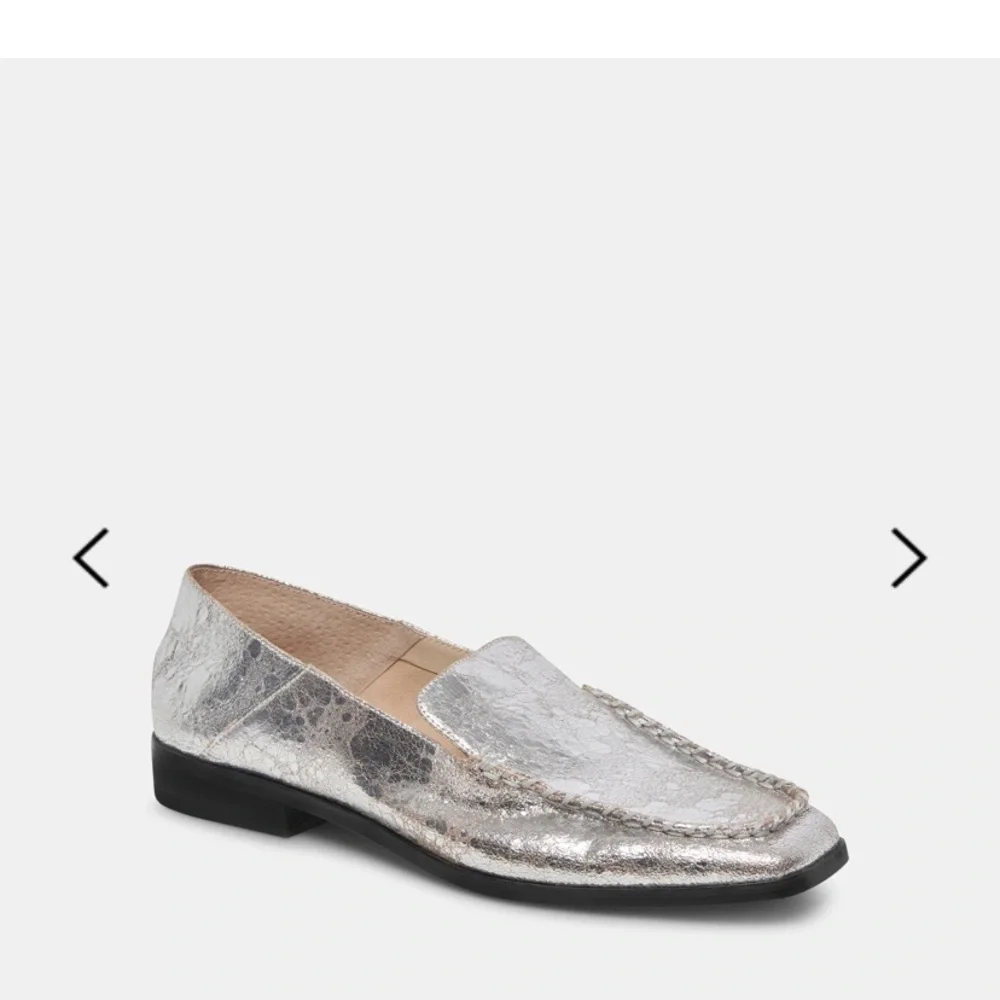 Dolce vita leather metallic Beny Flats Silver Distressed Leather fall casual 9